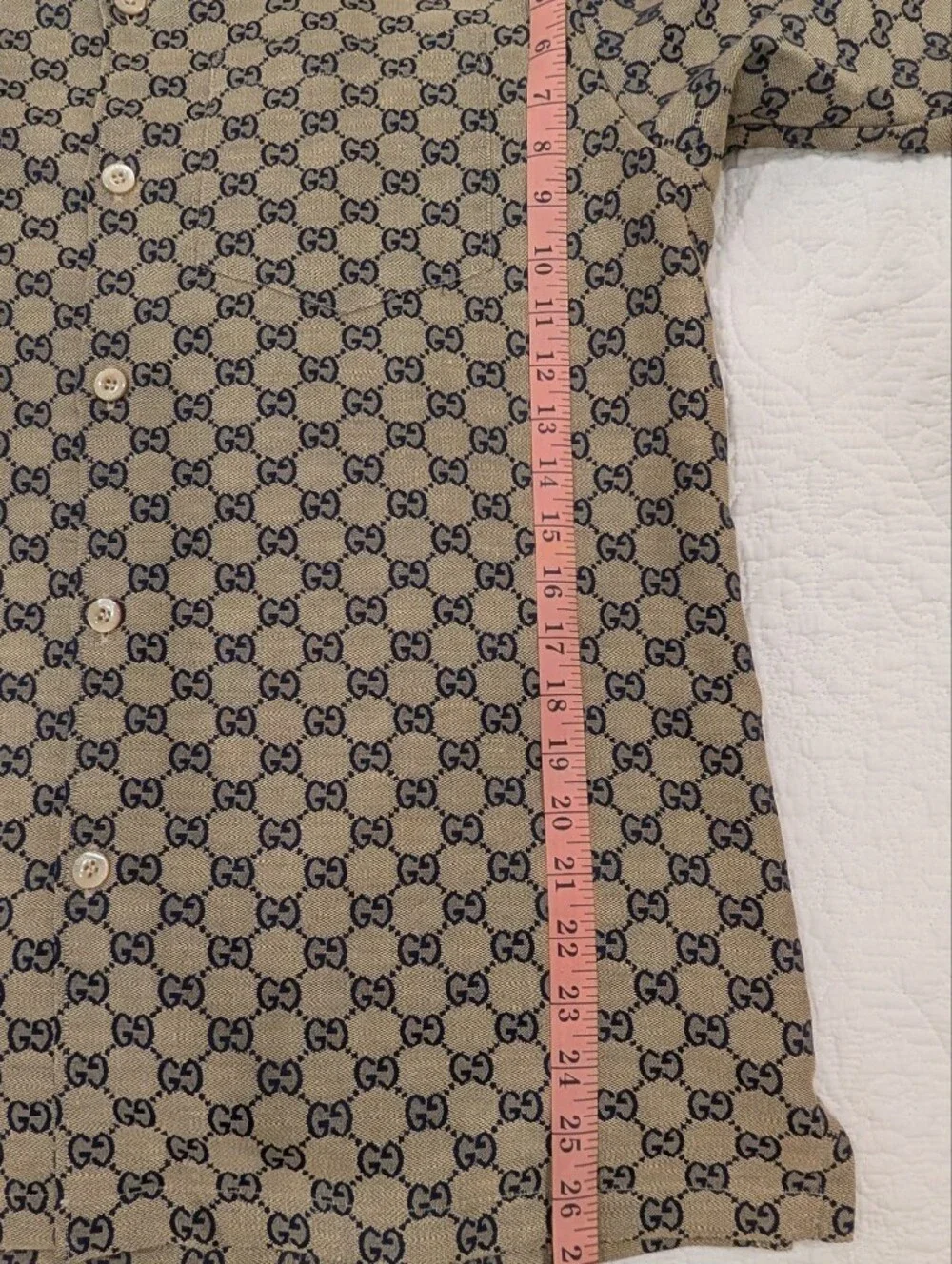 GUCCI GG Linen Blend Canvas Shirt Size 46